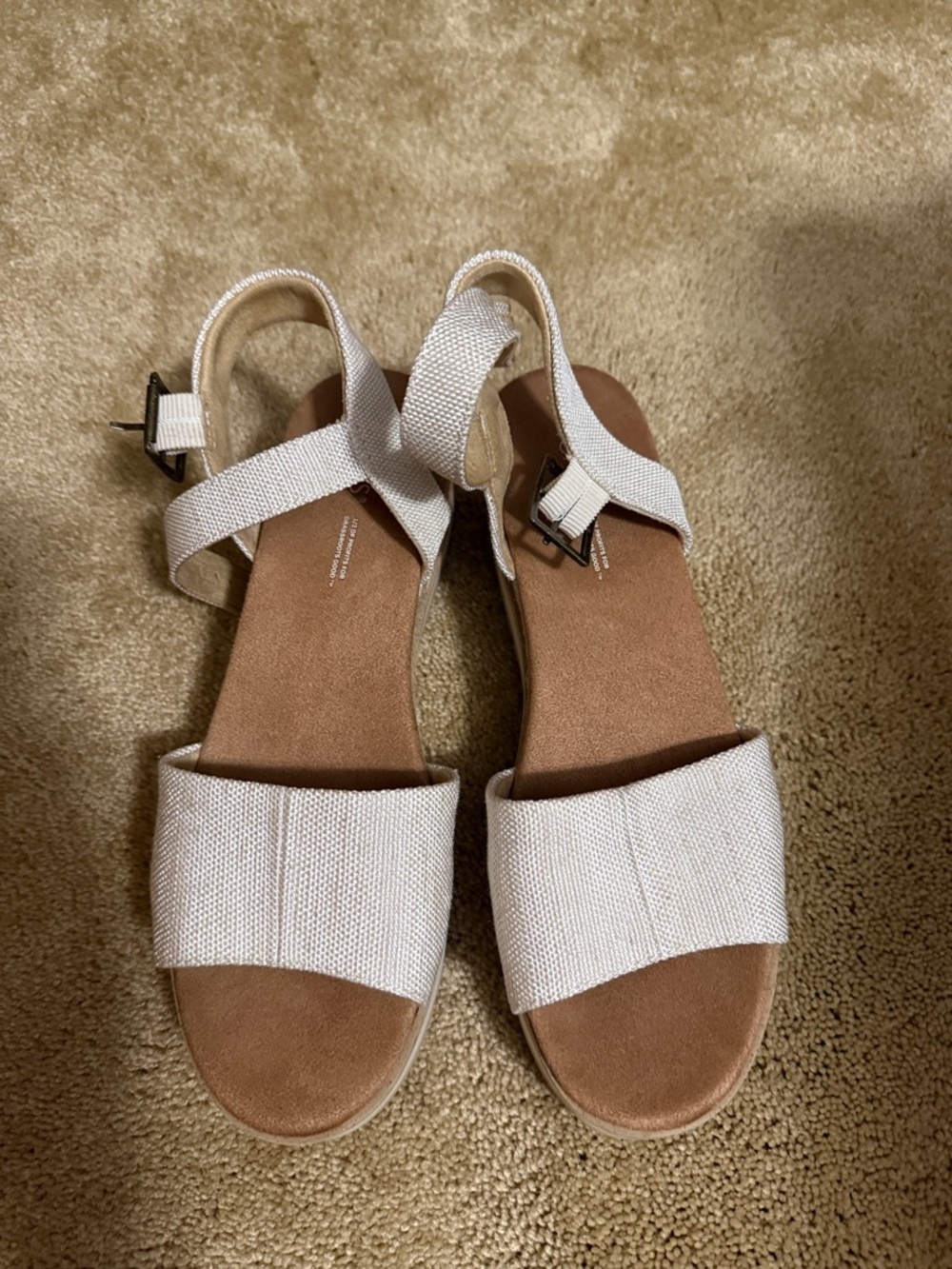 Toms White Woven Front Strap Ankle Sandals